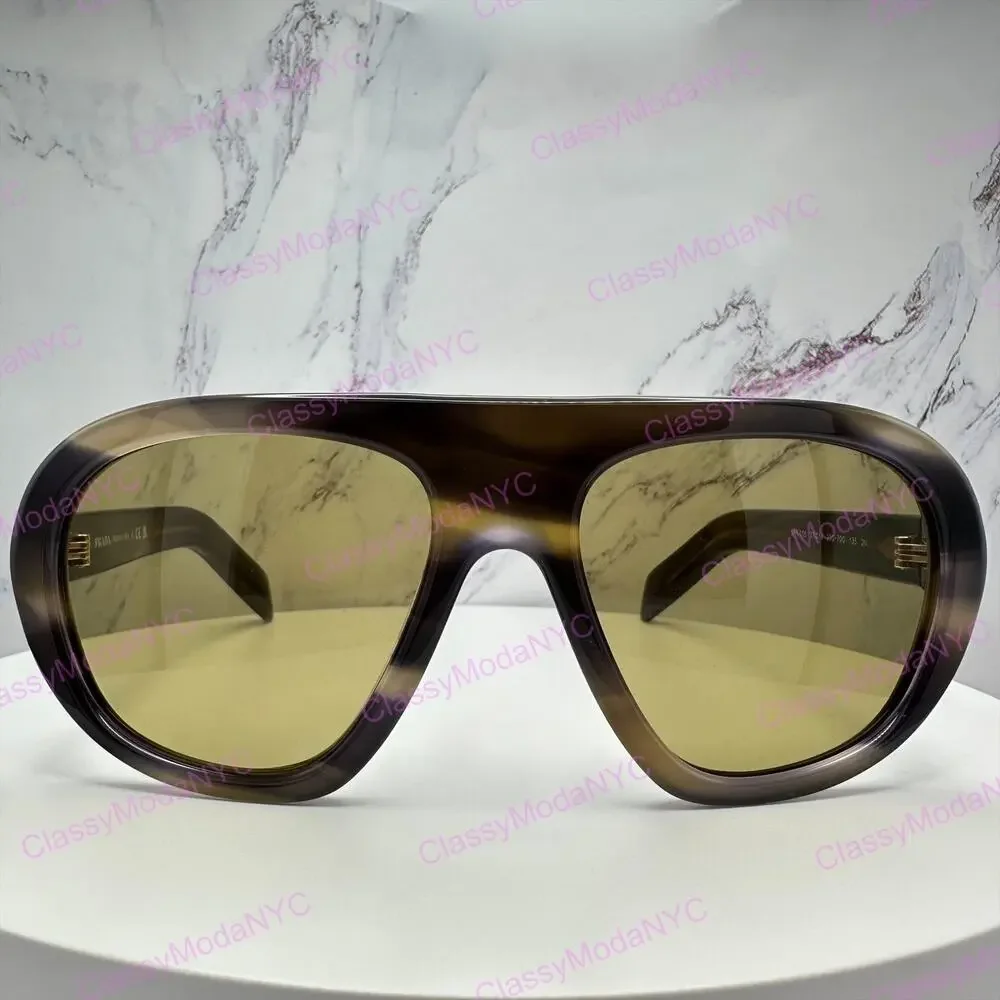 New PRADA Sunglasses Brown Striped Laguna Aviator Shield Mask New